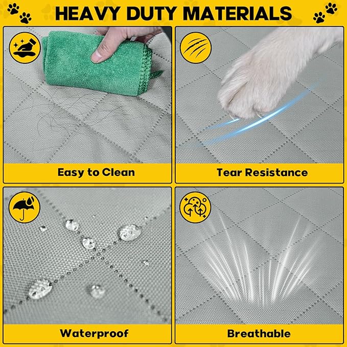 Upgrade Tough 1200D Rip-Stop Dog Truck Seat Cover for Back Seat, Anti-Scratch Waterproof Car Back Seat Extender for Dogs with Hard Bottom,Dog Hammock for F150/RAM1500/Silverado