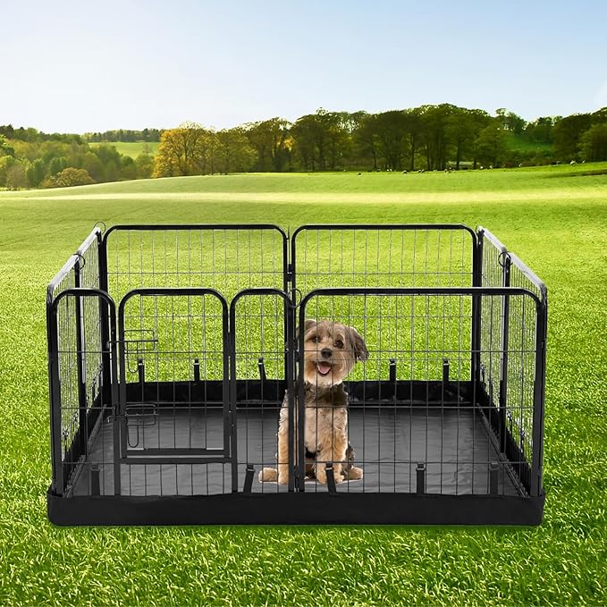 PJYuCien Rectangle Dog Playpen Bottom Pad - Fits 8 Panels 24" Width Metal Dog Pen -48"x48" Size 600D Oxford Cloth Waterproof Playpen Bottom Pad (Note:No Playpen)