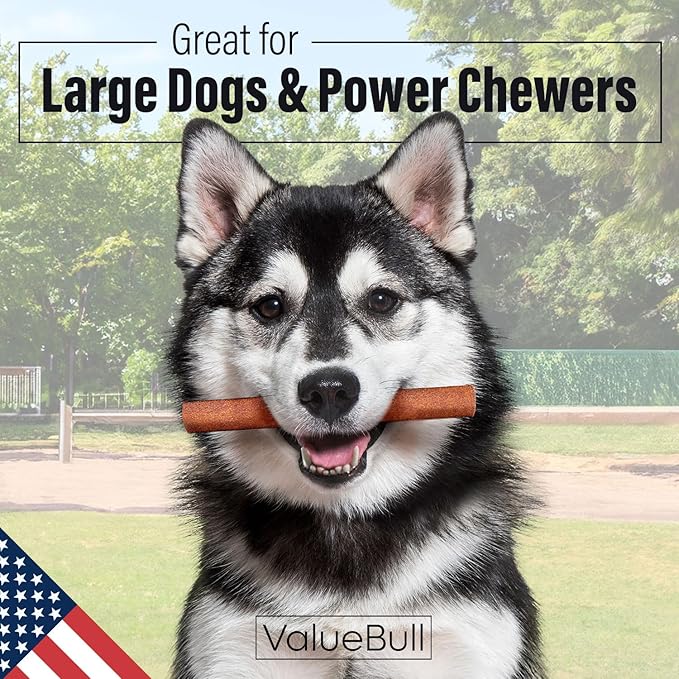 ValueBull USA Collagen Sticks for Dogs, 6 Inch Jumbo Chews, Natural Long-Lasting Dog Treats, 50 Count - Promotes Joint, Skin & Coat Health with Glucosamine and Chondroitin
