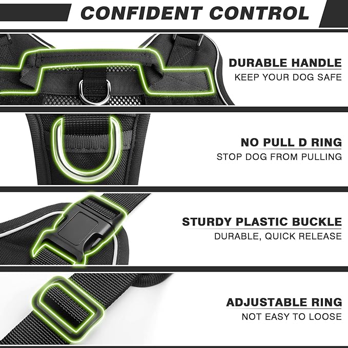 WINSEE Service Dog in Training Mesh Harness with 10 Pet Patches, Soft Air Mesh Breathable Tactical Dog Molle Vest, Reflective Military Pet Vest for Walking Hiking for Large Dogs