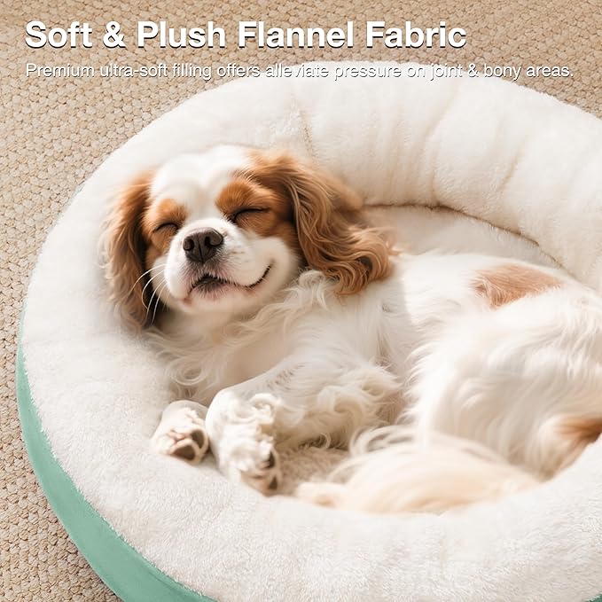 Love's cabin Round Donut Cat and Dog Cushion Bed, 25in Pet Bed for Small or Medium Dogs, Anti-Slip & Water-Resistant Bottom, Soft Durable Fabric Pet Beds, Washable Calming Cat & Dog Bed Teal