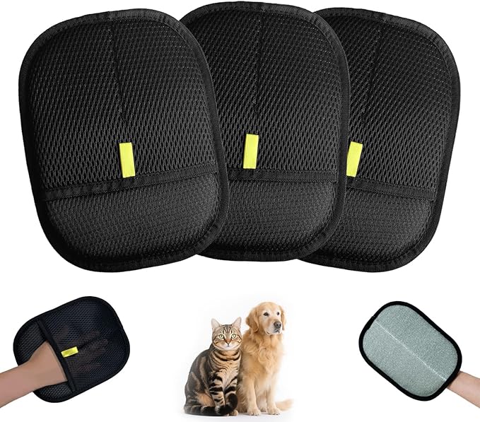 Pet Hair Remover Glove, Electrostatic Pet Hair Remover Glove,Cat & Dog Grooming Glove, Upgraded Fur Removal Tool for Furniture, Carpet, Couch, Car Seat (3pcs)