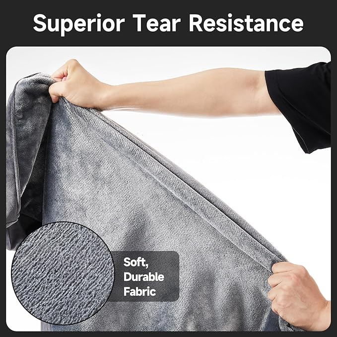 OhGeni Orthopedic Waterproof & Machine Washable Dog Bed for Large Pets, Suitable for Crates, 25D Egg Crate Foam, Non-Slip Bottom & Removable Cover, Flannel Fabric, 41 Inches(Gray)