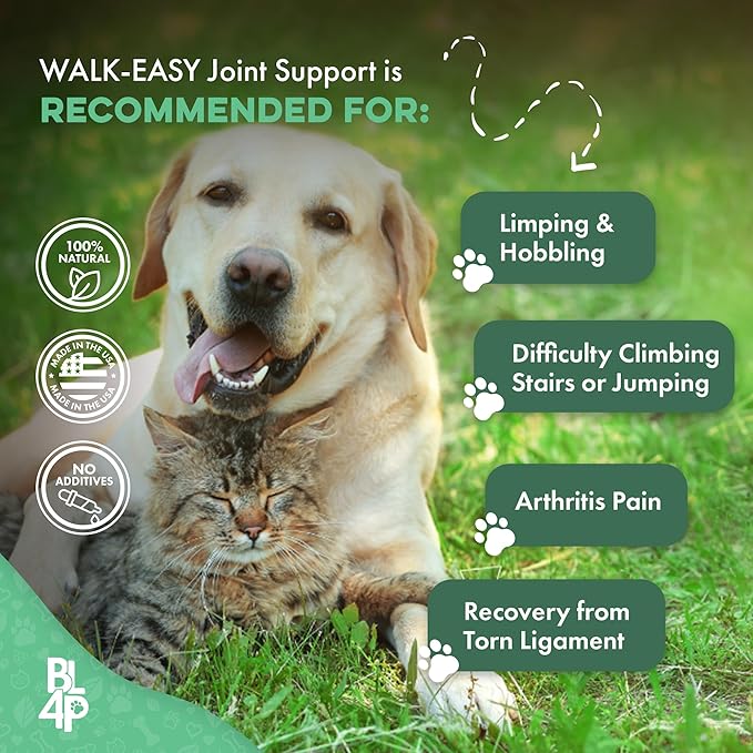 Walk-Easy Cat & Dog Joint Pain Relief, Effective Cat Pain Reliever, Anti Inflammatory & Natural Dog Hip and Joint Supplement Helps with Mobility, Limping, Hip Dysplasia and ACL Tear, 400 Small Pills