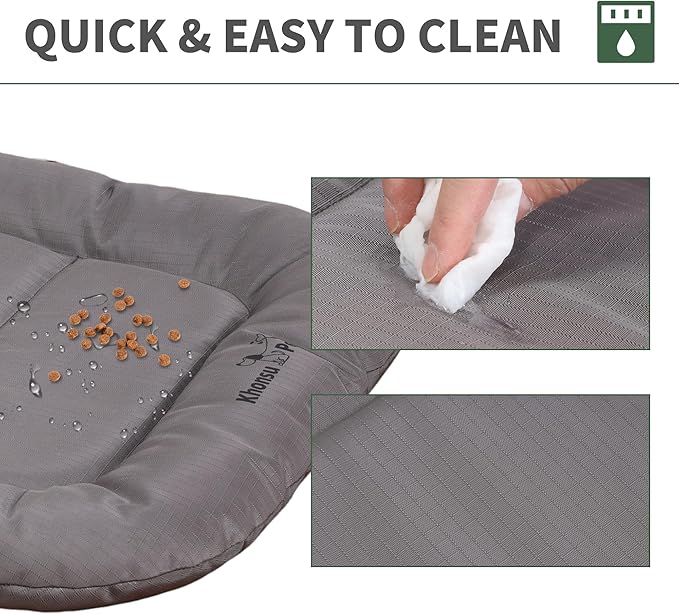 KHONSU PET Durable Dog Bed Tough and Tear Proof Dog Crate Bed, 800lbs Tear Strength PVC-Backed Waterproof Ped Bed Mat Indoor & Outdoor Use for Dogs up to 90 lbs