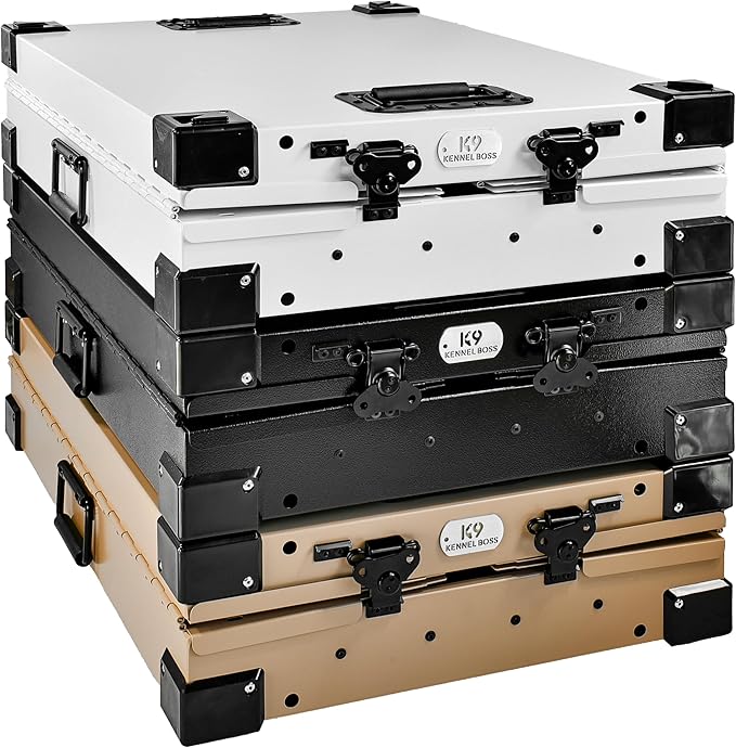 Heavy Duty Fully Collapsible Powder-Coated Aluminum Dog Crate - Small (Tan)