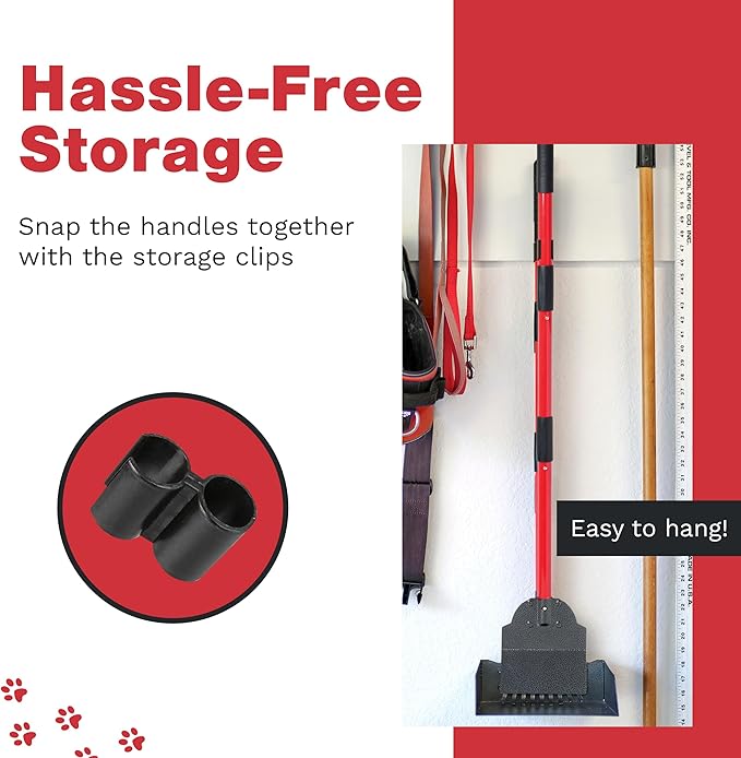 Pooper Scooper for Large Dogs, Small Dogs and Horses, Metal Poop Scooper Set with Long Handle Rake, Spade and Tray for Yard, Grass, Dirt or Gravel, Heavy Duty Aluminum Poop Picker Upper