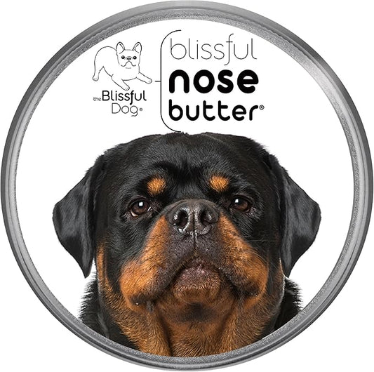 The Blissful Dog Rottweiler Nose Butter for Dry, Cracked Skin, Lick-Safe Dog Nose Balm with Moisturizing Shea Butter, Almond, Olive, and Essential Oils, Pet Supplies, Uncented, 8 oz.