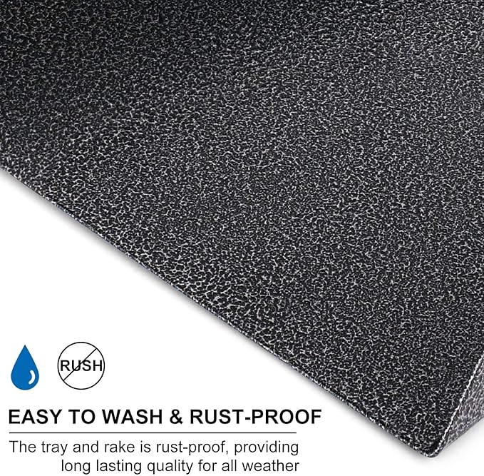 TNELTUEB Extra Large Dog Pooper Scooper, Metal Pet Poop Tray & Rake Set, Adjustable Long Handle for Large Dogs - Great for Grass/Street/Gravel