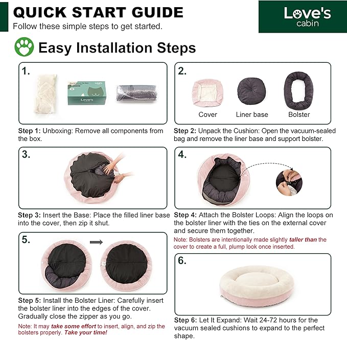 Love's cabin Round Donut Cat and Dog Cushion Bed, 30in Pet Bed for Medium or Large Dogs, Anti-Slip & Water-Resistant Bottom, Soft Durable Fabric Pet beds, Washable Calming Cat & Dog Bed Pink