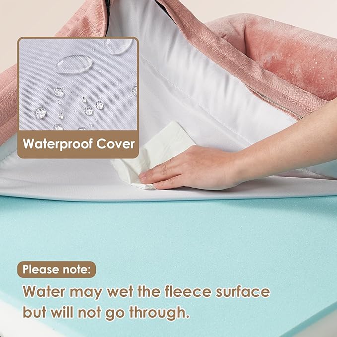 EHEYCIGA Orthopedic XL Dog Beds, Waterproof Memory Foam Dog Bed for Extra Large Dogs, Non-Slip Bottom and Egg-Crate Foam Big Pet Couch Bed with Washable Removable Cover, Dusty Pink