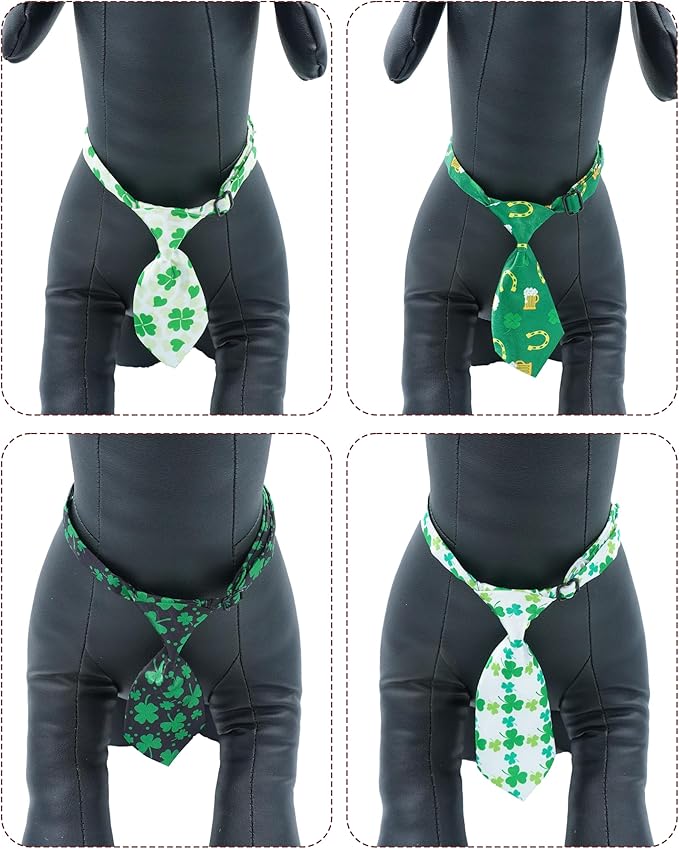 PET SHOW 10 Pack St. Patrick's Day Dog Ties Neckties for Large Medium Dogs Adjustable Holiday Grooming Accessories Neck Ties Bowties Girl Boy Pets Festival Costumes Puppy Wedding Party Gift Favor
