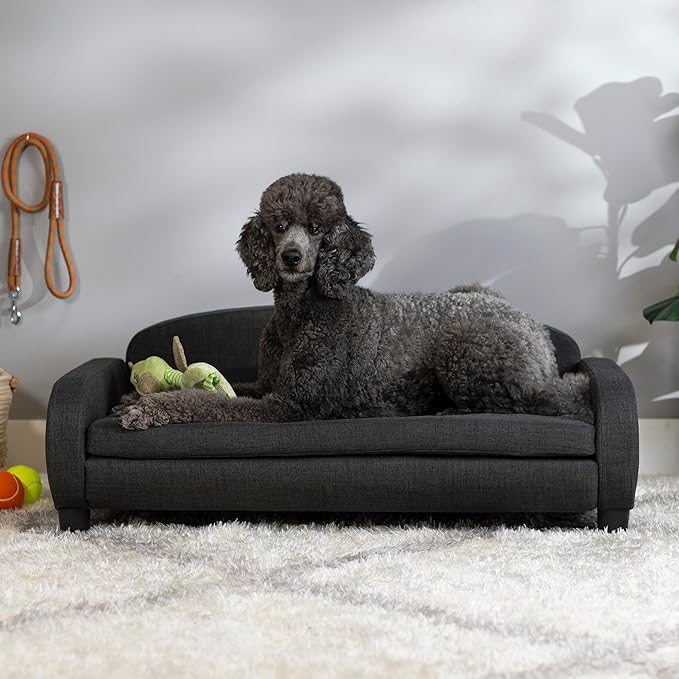 Paws & Purrs Multi-Cat Sofa Bed – 41.5″ Wide Elevated Pet Couch with 3″ Foam Mattress, Removable Machine-Washable Cover – Stylish Indoor Pet Furniture for Two or More Cats and Dogs, Gray