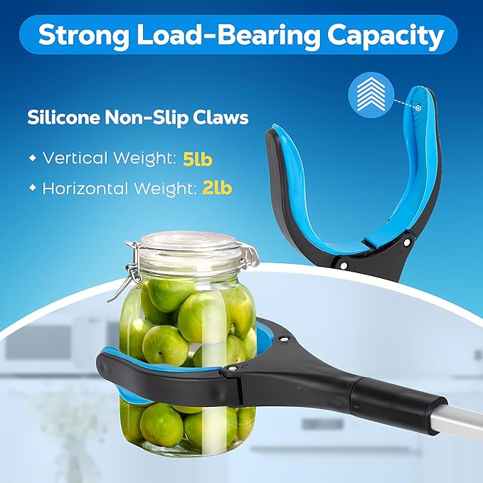Grabber Reacher Tool - 32” Extra Long Foldable Gripper and Reaching Tool - Heavy Duty Pick Up Stick Grabbers for Seniors, Trash, Surgery Recovery Must Haves Gifts (Blue-2pc)
