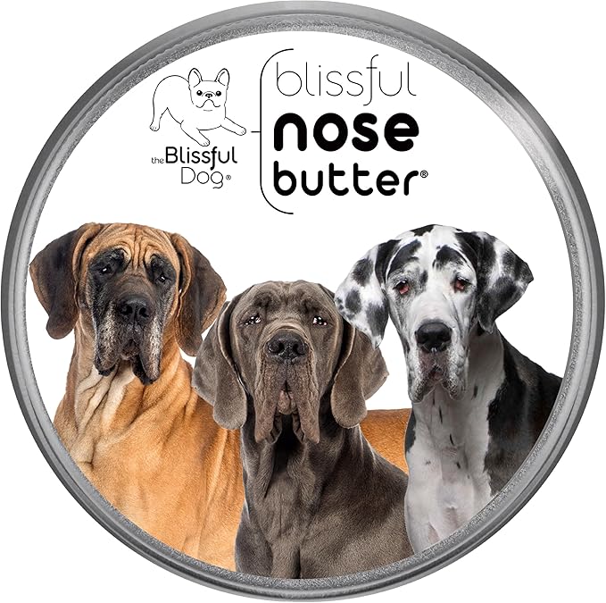 The Blissful Dog Great Dane Nose Butter for Dry, Cracked Skin, Lick-Safe Dog Nose Balm with Moisturizing Shea Butter, Almond, Olive, and Essential Oils, Pet Supplies, Uncented, 8 oz.