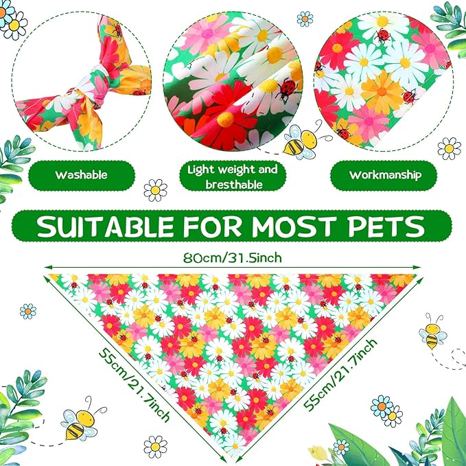 Weewooday 20 Pcs Dog Bandanas Bulk for Summer Adjustable Bandanas Bibs Dog Scarf Bibs Washable Triangle Doggy Kerchief for Small Medium Large Pets Summer Costume
