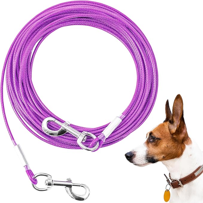 Tie Out Cable for Dogs,20FT Dog Leads,Heavy Duty Tie Out Cable for Large Dogs Up to 125lbs,Durable Dog Runner Tether Line for Outdoor,Yard