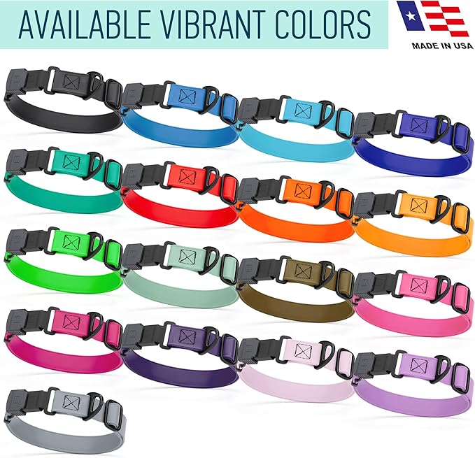 Dogline Biothane Waterproof Dog Collar with Herm Sprenger Black Stainless Steel Quick Release Buckle – Heavy Duty Tactical Durable Collar for Dogs – Comfortable and Safe Pet Collar, W 3/4" L 12-19"