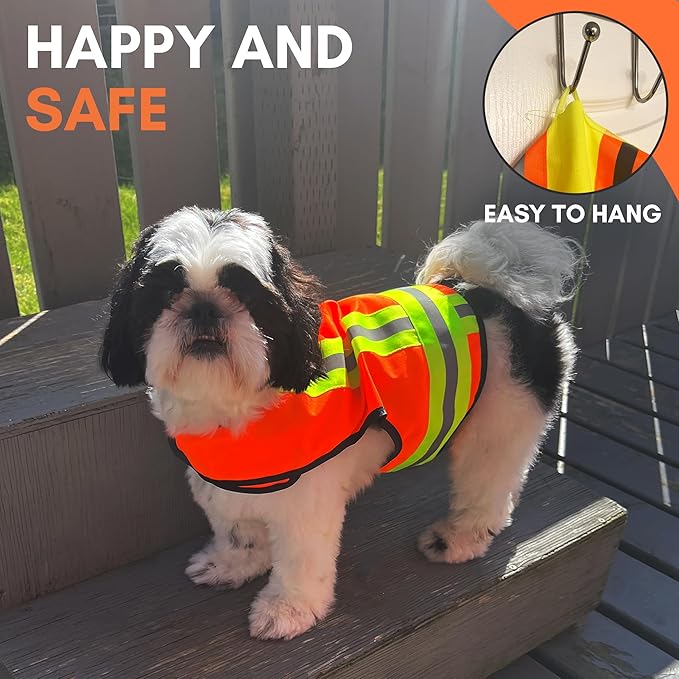 Reflective Dog Vest – Fluorescent Orange | High-Visibility, Water-Resistant Safety Jacket with Adjustable Fit for Day & Night Walks, Hiking, Hunting, and Outdoor Use (Small)