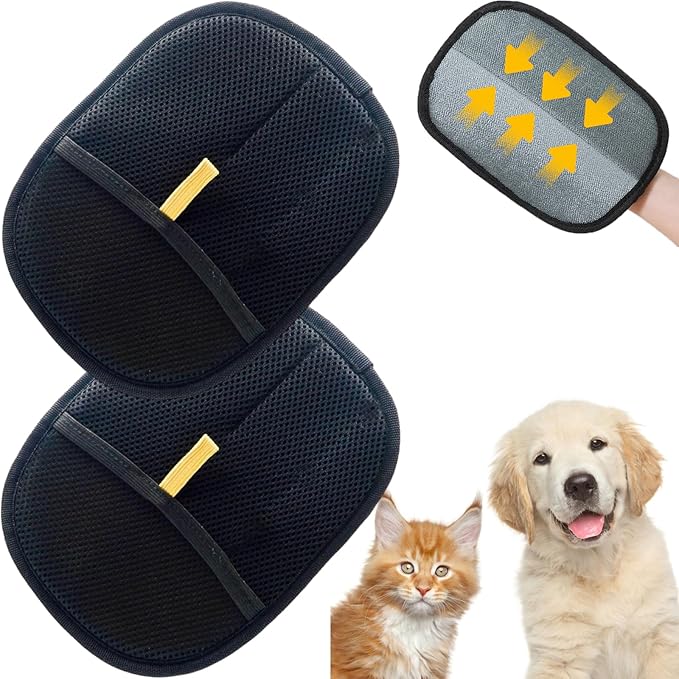 Pet Hair Remover Electrostatic Gloves for Cats Dogs 2025 Reusable Cat Hair Removal Glove, Static Electricity Pet Hair Remover for Couch, Carpet, Clothing, Car Seats (2Pcs)