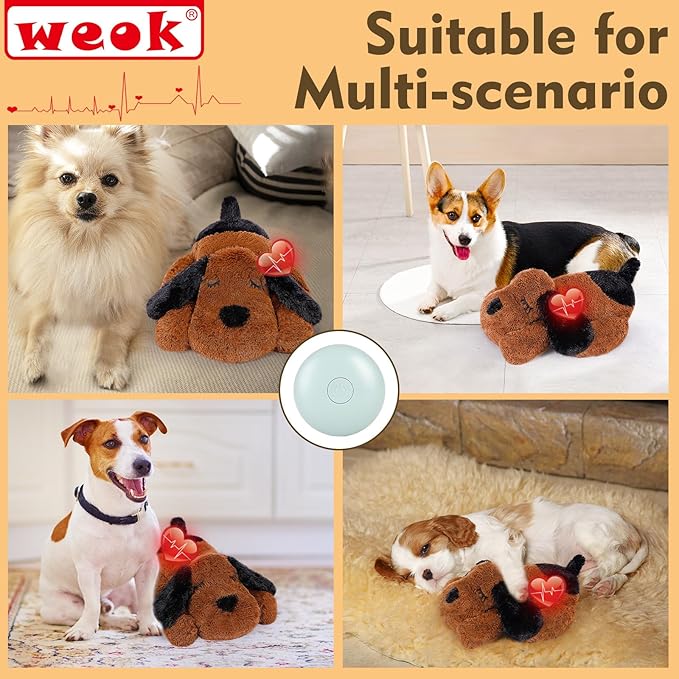 Heartbeat Puppy for Dogs, Heartbeat Helps for Dog Anxiety Relief and Calming Aid, Puppy Heartbeat Stuffed Animal Anxiety Calming Behavioral Aid Puppy Heartbeat Toy Sleep aid for Dogs Cats Pets