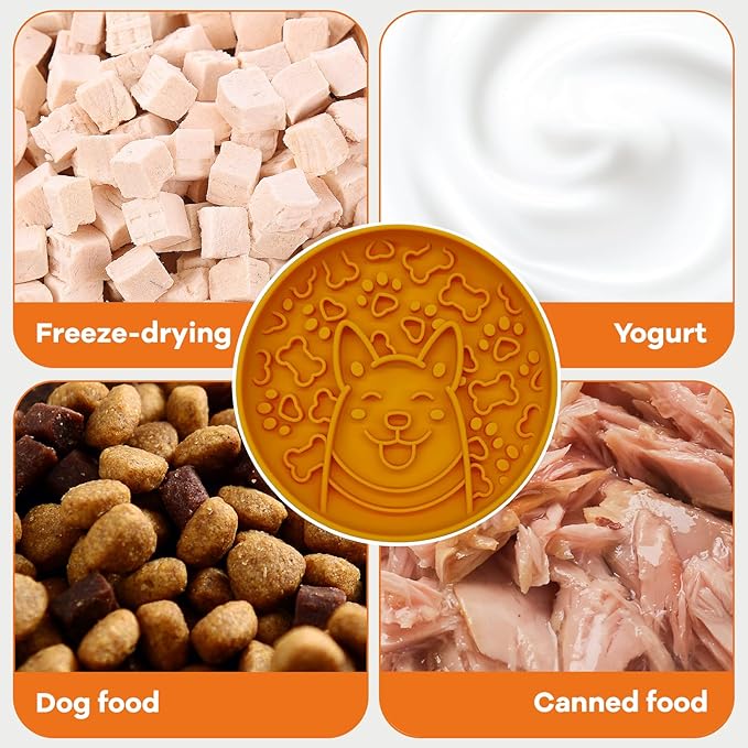 Silicone Dog Slow Feeder Bowl, Non-Slip Suction Cup Design, Puppy Pattern Eating Slowly and Funny,Applicable for All Dogs (Navy Blue)