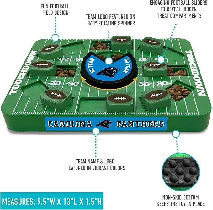 Pets First NFL Carolina Panthers Large Puzzle Toy, Interactive Treat Dispenser, Slow Feeding Toy for Dogs