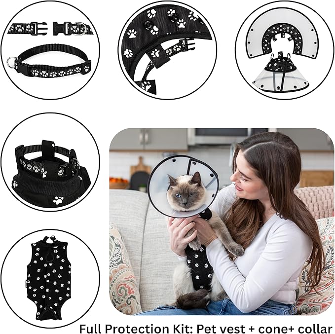 Soft Cone for Cats and Small Dogs - After Surgery Recovery Cat Cones with - Adjustable Non-Irritating Post Operative Comfortable Protective - Cat Cone Collar Soft to Stop Licking