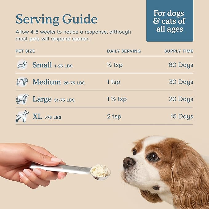 Fera Pets Cat & Dog Collagen Powder - Bone, Gut, Joint and Skin Supplement - 5 Types of Collagen + Clinically Studied UC-II® - 4.23 oz