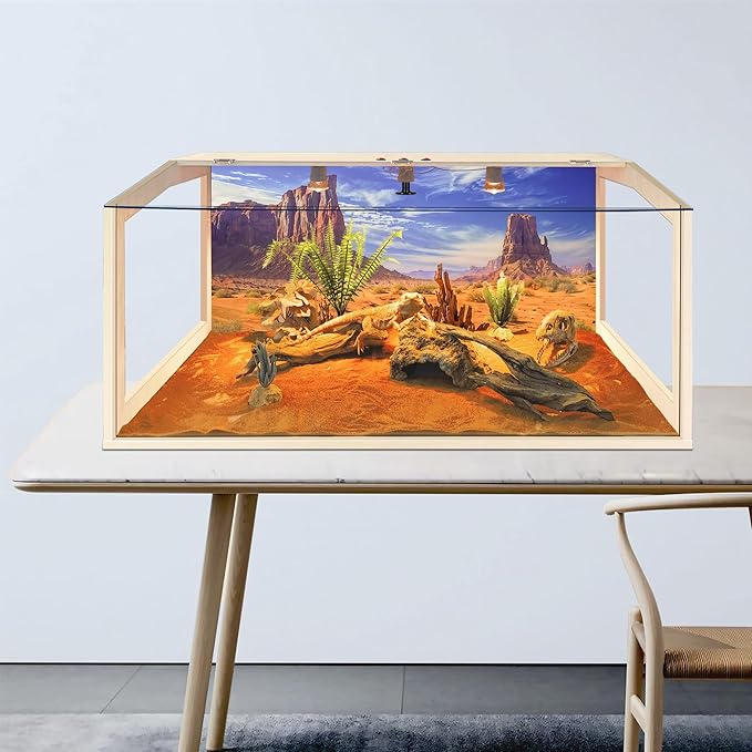 Prolee 65 Gallon Reptile Terrarium Tank Large 40" x 16" x 16", Bearded Dragon Tank with Roof Door, Snake Tank with Built-in Lamp Fixture and Switch, Side Windows, 40 Inch