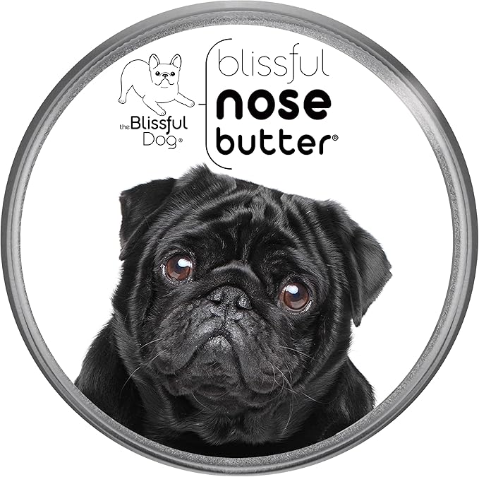 The Blissful Dog Black Pug Nose Butter for Dry, Cracked Skin, Lick-Safe Dog Nose Balm with Moisturizing Shea Butter, Almond, Olive, and Essential Oils, Pet Supplies, Uncented, 8 oz.