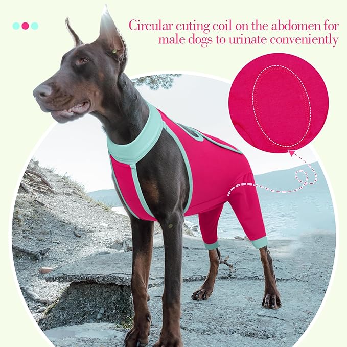 ROZKITCH Dog Surgery Leg Sleeve Rear Legs, Male Female Pet Prevent Licking Wound Elbow Knee Protector, Dog Recovery Suit Cone Collar Alternative Pants Shirt for Wound Heal Wrap Rosered 3XL