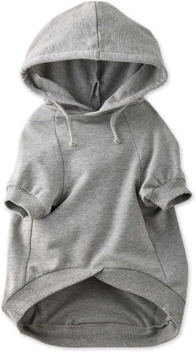 Rocky – The Orginal Lightweight Hooded TEE 100% Organic Cotton Dog Hoodie Pet Coat Sweater for Small, Medium, Large Dogs, Heather Gray, X-Small