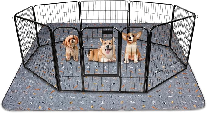 Sunheir Washable Pee Pads for Dogs 72"x72", Extra Large Reusable Puppy Pads Pet Training Pads for Dog Playpen, Waterproof Pee Pads for Puppy Playpen, Whelping Pad, Dog Playpen Indoor - Light Grey