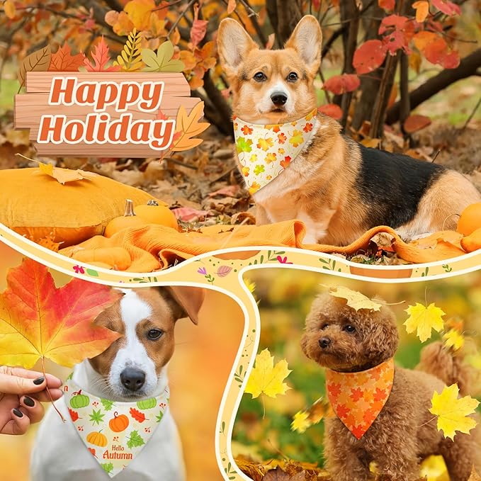 Preboun 100 Pcs Holiday Dog Bandanas Bulk Fall Halloween Christmas Bandanas for Dogs Triangle Kerchief Bib Scarf Set for Pet Party Costume Photo Props Accessories Pet Shops Groomers, 25 Styles