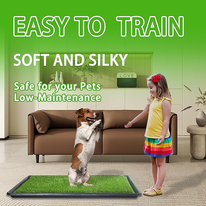 Reusable Dog Loo System with Artificial Grass Turf&Pee Pads&Tray, for Puppy Potty Training is Portable&Easy to Clean,35x23in Large Dog Litter Box Toilet for Indoor/Outdoor use(35.6''x23.6'')