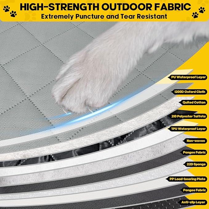 Upgrade Tough 1200D Rip-Stop Dog Truck Seat Cover for Back Seat, Anti-Scratch Waterproof Car Back Seat Extender for Dogs with Hard Bottom,Dog Hammock for F150/RAM1500/Silverado