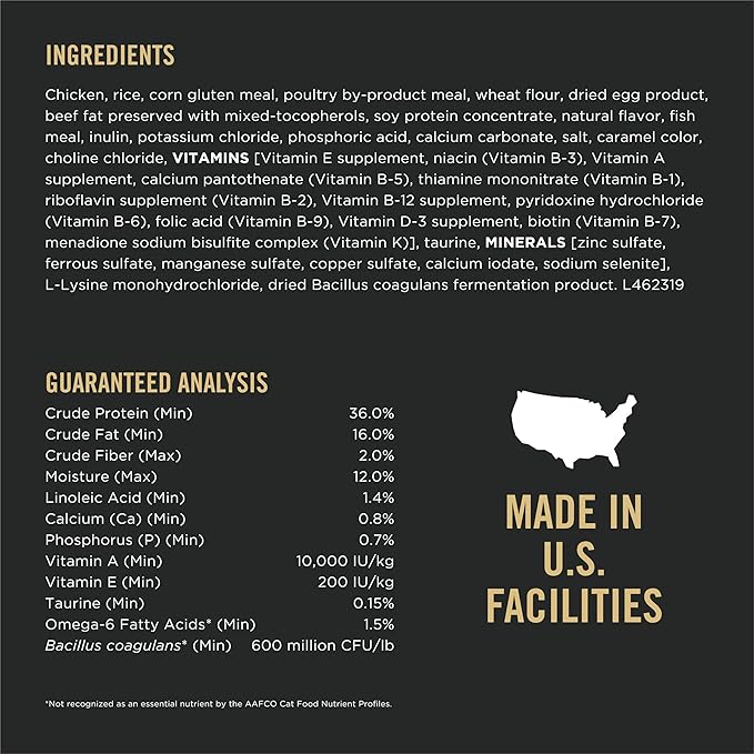 Purina Pro Plan High Protein Cat Food With Probiotics for Cats, Chicken and Rice Formula - 16 lb. Bag