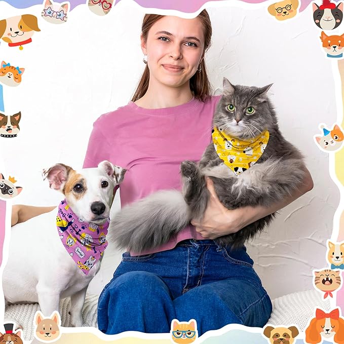 Dog Bandanas Bulk, Adjustable Cat Outfit, Pet Bibs Colorful Triangle Scarf Pet Bandanas for Medium Large Dogs Birthday Costume Decoration (60PCS_Classic)