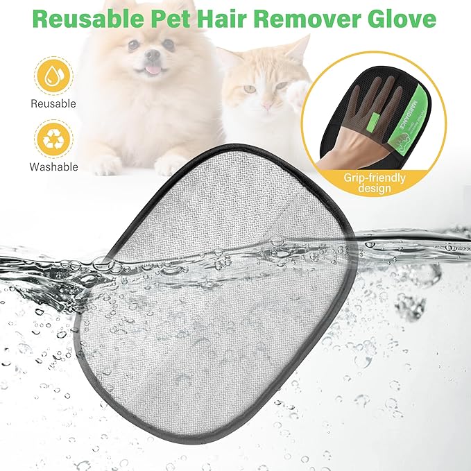 Pet-Hair-Removal-Glove Reusable Electrostatic-Gloves-Pet-Hair-Remover for Furniture, Couch, Carpet,Car Seat Pet-Hair-Remover-Tool for Dogs & Cats Hair Remover Mitt Pet-Double-Sided-Grooming-Glove 1Pcs