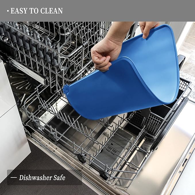 Waterproof Pet Feeding Mat with High Raised Edges, Heavier and Thicker Placemats for Cat Dog Water Bowl with BPA Free, Dogs Cats Food Mats for Messy Drinkers to Prevent Spill and Protect Floors