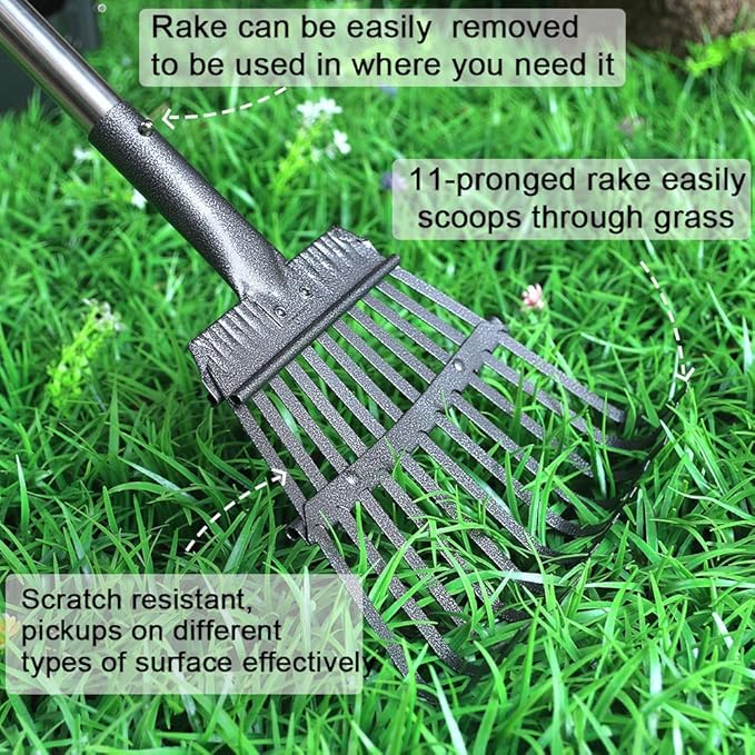 TNELTUEB Extra Large Pooper Scooper, Pet Poop Tray and Rake with Adjustable Long Handle, Pet Waste Removal Heavy Duty Dog Pooper Scooper Great for Large Dog Grass Street Gravel