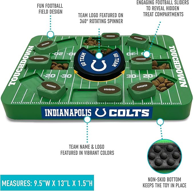 Pets First NFL Indianapolis Colts Large Puzzle Toy, New Size, Interactive Dog Treat & Slow Feeding Toy