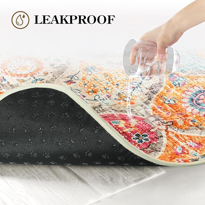 HAOCOO Washable Pee Pads for Dogs, Super Absorbent Reusable Puppy Training Pads, (2 Pack) 2Ft x 2Ft Orange Waterproof Leak-Proof and Non-Slip Whelping Pads Potty Pads for Pet Housebreaking