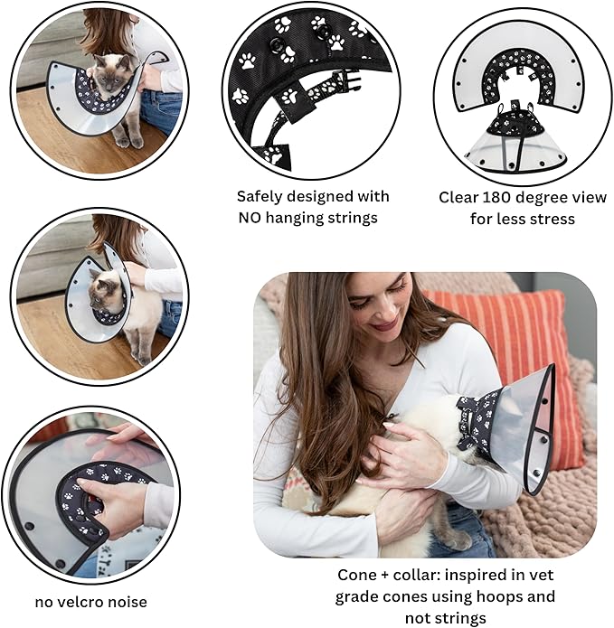 Soft Cone for Cats and Small Dogs - After Surgery Recovery Cat Cones with - Adjustable Non-Irritating Post Operative Comfortable Protective - Cat Cone Collar Soft to Stop Licking