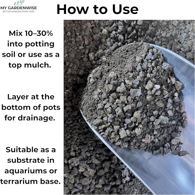 Lava Rocks for Plants (3/8’’ Minus), Natural Black Lava Rocks, Succulent & Terrarium Horticultural Volcanic Rock, Ideal Drainage for Potted Plants, Made in USA (5 qts - 9 lbs)