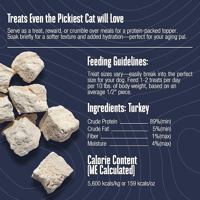 Whole Life Cat Just One Turkey Freeze Dried Cat Treats - Human Grade High Protein Food, Healthy Training Snacks, Freeze Dried Turkey Food Toppers, USA Made Natural Treats - 2.5 oz (Pack of 1)