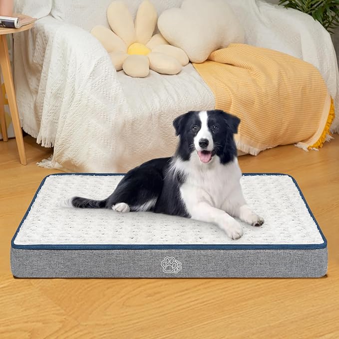 EMPSIGN Reversible Cool and Warm Dog Bed for Crate Pad, Pet Beds with Washable and Removable Cover, Dog Crate Beds Sleeping Mats, Beds for Dogs Crate for Large Medium Small Dogs, Grey