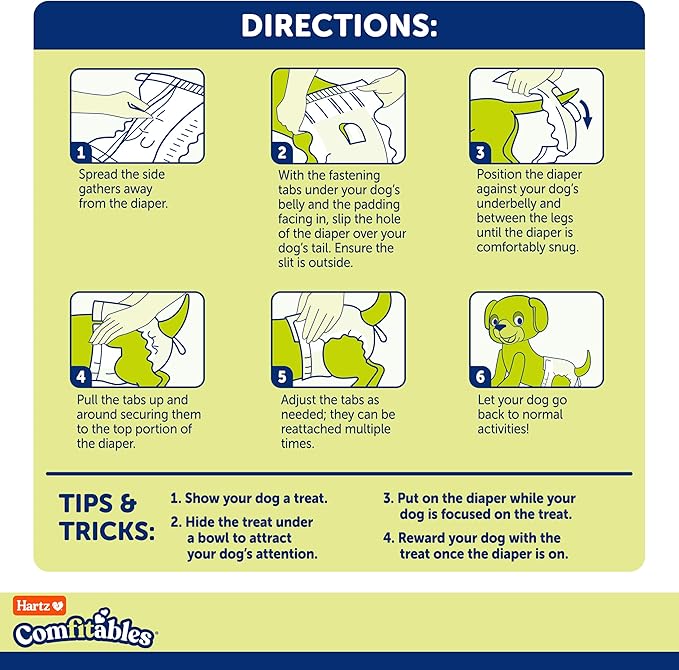 New! Hartz® Comfitables® Disposable Dog Diapers, Size XS 38 count, Comfortable & Secure Fit, Easy to Put On, Super Absorbent Male and Female Diaper