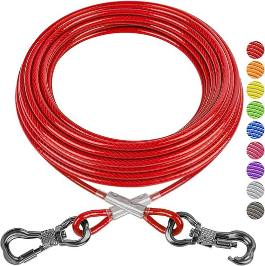 XiaZ Dog Tie Out Cable 120ft, Heavy Duty Dog Chains for Outside with Lockable Hook, Pet Runner Cable Leads for Yard, Dogs Line Tether for Small Medium Large Dogs Up to 125 LBS